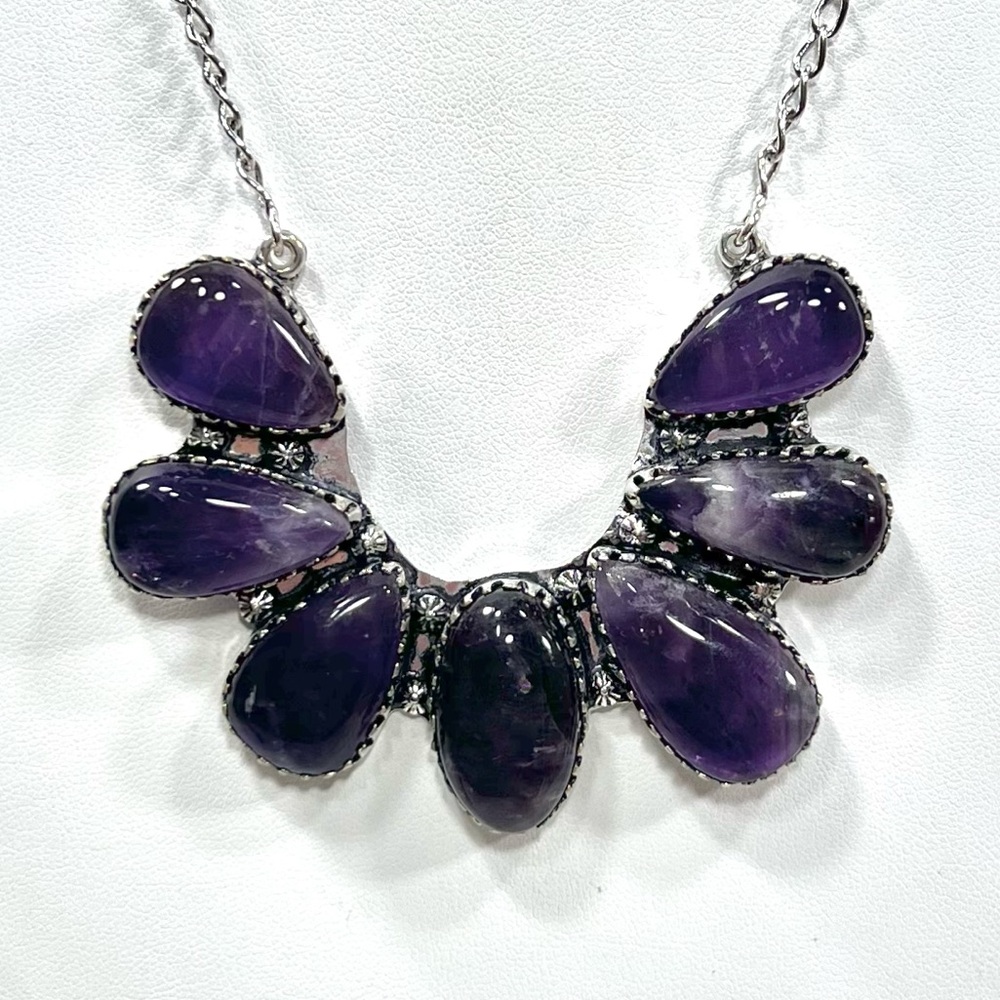 Amethyst Vintage Style 925 Gemstone Multi Stone Necklace